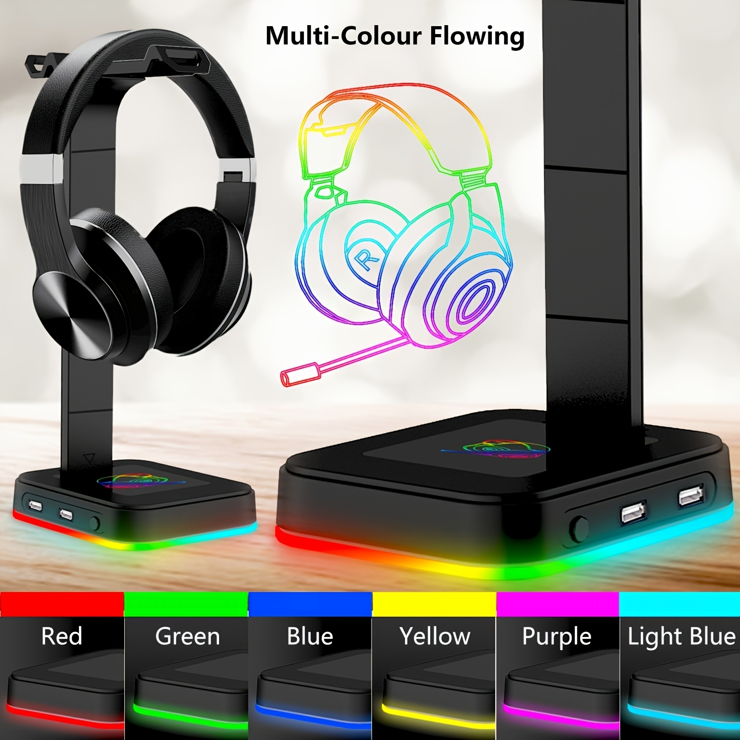 Gaming Headset Rgb - Gaming Headset Stand Adjustable Speed RGB