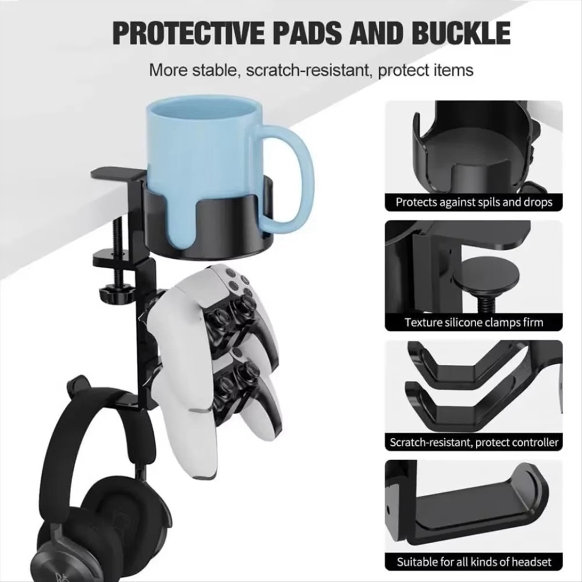 Headphone Stand Desk - CANING- Desktop Water Cup Holder Multi-Functional