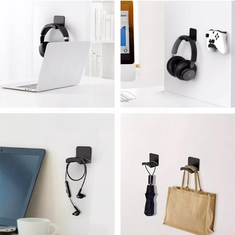 4Pcs Black Adhesive Headphone  - Headphone Stand Desk review and price