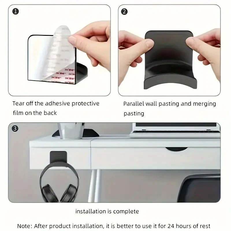 4Pcs Black Adhesive Headphone  - Headphone Stand Desk review and price