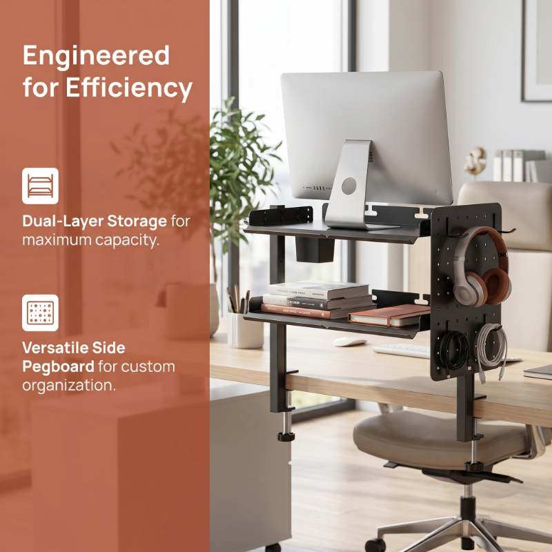 2-Tier Metal Clamp Desk Shelf  - Headphone Stand Desk review and price