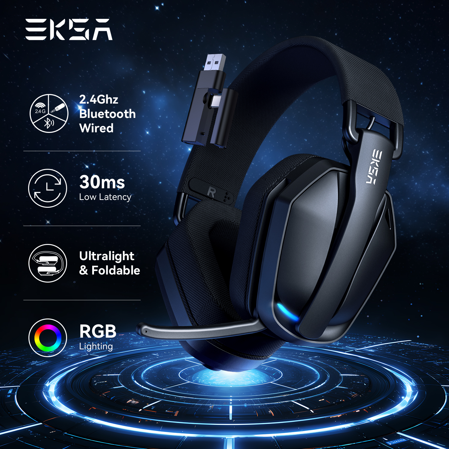 EKSA G19BT 2.4GHz Wireless Gam - Gaming Headset Rgb review and price
